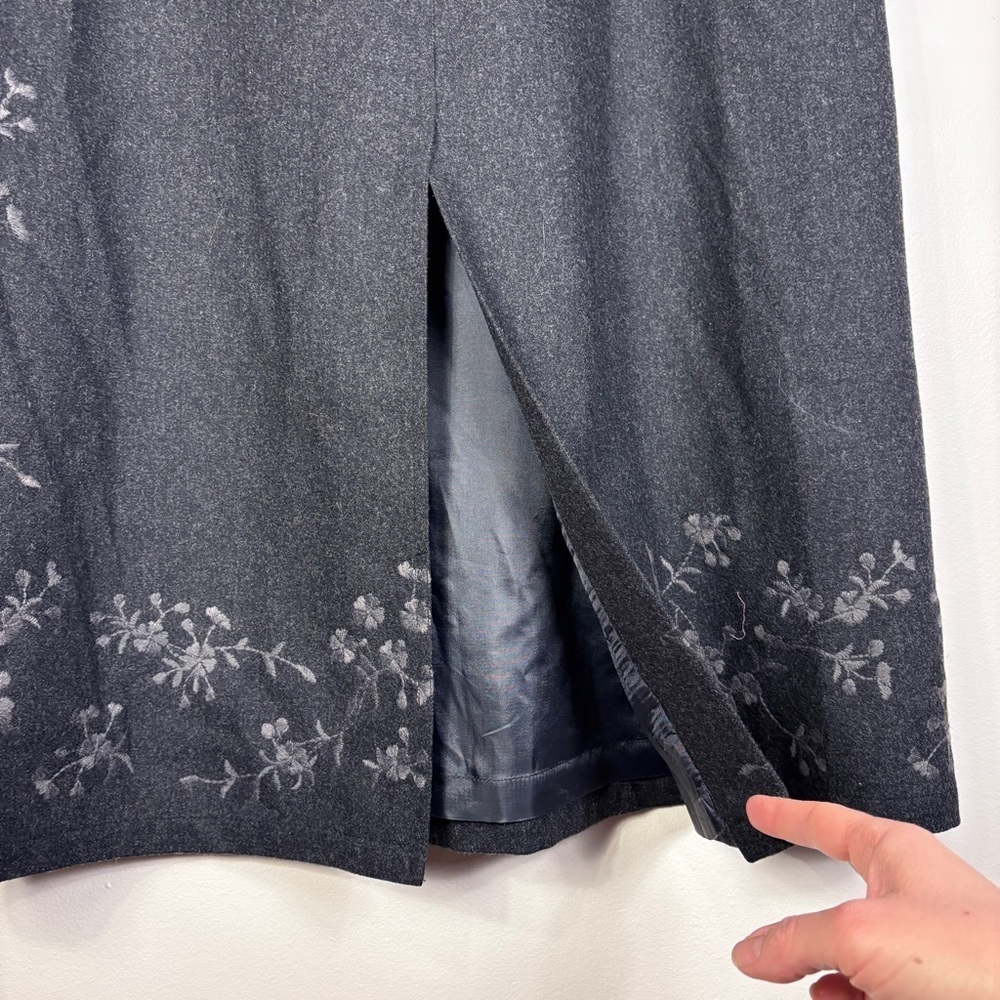 Eddie Bauer Gray Wool Blend Floral Embroidered Maxi Skirt - Picture 8 of 11